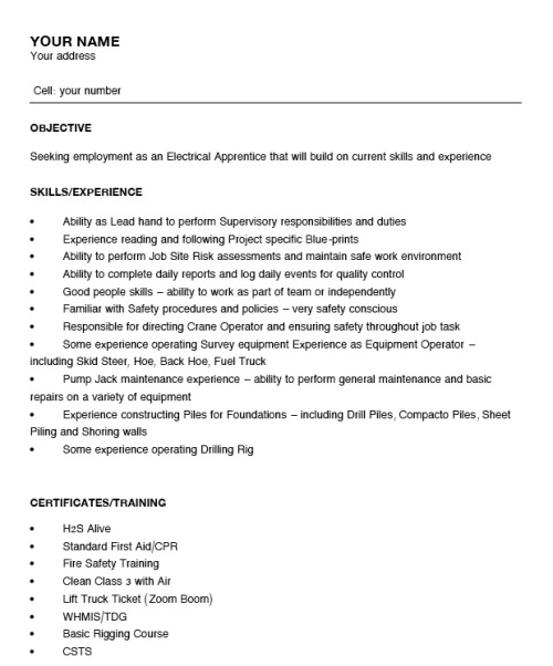 electrician resume